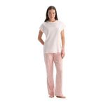 Dagi Kadın Pijama Takımı, Nakış Detaylı Tişört Pantolon, Açık Pembe, M Beden