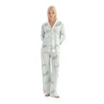 Dagi Kadın Pijama Takımı, Su Yeşili Çiçek Desenli, Gömlek Pantolon, L Beden