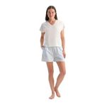 Dagi Kadın Pijama Takımı, V Yaka Kısa Kollu Tişört, Limon Nakışlı Şort, Beyaz, XL