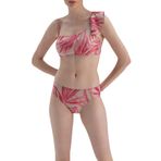 Dagi Kadın Tek Omuz Volanlı Bikini Üst, Örme, Fuşya / Gri, 38