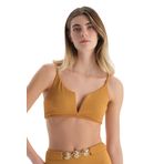 Dagi Kadın Üçgen Geniş Bikini Üst, Örme, Hardal, 38