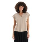 Dagi Kadın V Yaka Pilikaşeli Viskon Tişört, Örme, Taş, 2XL
