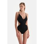 Dagi Şal Desenli Yüksek Bel Monokini Tankini Mayo, 36, 24SW85100ST, Siyah/beyaz, Kadın