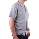 Dagoster DMG23-199598 Siyah Ottoman Örme Apaj Yaka Oversize Kalıp Kısa Kol Erkek Gömlek - Gri