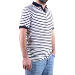Dagoster Dmg23-231237 Beyaz Lacivert Günlük Çizgili Polo Yaka Erkek Tişört