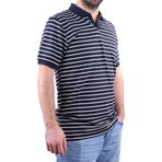 Dagoster Dmg23-231237 Beyaz Lacivert Günlük Çizgili Polo Yaka Erkek Tişört