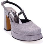 Dagoster DZA07-337560 Platin Simli Platform Kadın Topuklu Ayakkabı