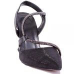 Dagoster Dza07-396155 Siyah Simli 9,5 Cm İncetopuklu Abiye Kadın Ayakkabı