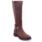 Dagoster DZA07-43621911 Kahve Günlük Streçli Düz Topuk Kadın Çizme
