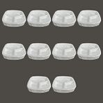 Dağyüce Tek Kullanımlık Köpük 3 Bölmeli Tabldot Köpük Tabak - 23.5x25 Cm. - 10 Adetlik 10 Paket Beyaz