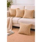 DAHABELLA LUXE HOME 4'lü Set - Ultrasoft Yumuşak Peluş Kırlent Kılıfı - Arka Yüzü Kadife، Bal Peteği Desenli - 45x45 cm