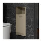 Dahili Çöp Kutulu Paslanmaz Çelik Su Geçirmez Duş Kabini - Banyo Saklama için Gömme Raf (Gri 30 x 50 x 14 cm)