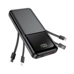 Dahili Kablo ile Taşınabilir Şarj Cihazı - 22.5W Hızlı Şarj 20000mAh İnce Güç Bankası USB C LED Ekran Seyahat Pil Paketi iPhone Samsung Android iPad Telefonlar Tabletler vb. için 5 Çıkış ve 3 Giriş