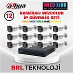Dahua 12 Kameralı 4 MP WizColor Dahili Mikrofonlu İp Güvenlik Kamera Seti