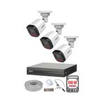 Dahua 3 Kameralı Gece Görüşlü Su Geçirmez Full Hd Güvenlik Kamerası Seti 250Gb
