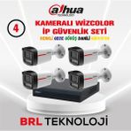 Dahua 4 Kameralı 4 Mp Wiz Color Dahili Mikrofonlu Ip Güvenlik Kamera Seti - Beyaz