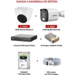 Dahua 4 Kameralı Full HD Güvenlik Sistemi Gece Görüşlü HD Kamera Seti + DVR Kayıt Cihazı HAC-B1A21P-U - Beyaz