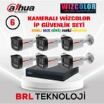 Dahua 6 Kameralı 4 Mp Wiz Color Dahili Mikrofonlu Ip Güvenlik Kamera Seti - Beyaz