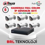 Dahua 6 Kameralı Full Color Ip Güvenlik Kamera Seti - Beyaz