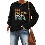 Dahuiya Vintage Mama Sweatshirt Kadın This Mama Prays Gömlek Leopar Mama Grafik Tişörtler, Siyah anne, XL