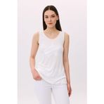 Daido Kadın Pul İşlemeli Kolsuz Bluz 4829 Ekru