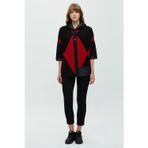 Daido Oversize Kapüşonlu 3/4 Kol Kadın Hırka - Geometrik Desen