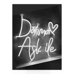 DAİMABEYAZ001 Daima Aşk İle Yazılı Dekoratif Neon Led Tablo - Beyaz - 40X40Cm- Tamamen El Işçiliği - Dilaneon -