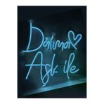DAİMABMAVİ001 Daima Aşk İle Yazılı Dekoratif Neon Led Tablo - Buzmavi - 40X40Cm- Tamamen El Işçiliği - Dilaneon -