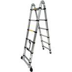 Daimer 1.9+1.9 Metre Çift Taraflı Alüminyum Teleskopik 6+6 (12) Basamaklı Merdiven - Gümüş Gri