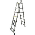 Daimer 2.2+2.2 Metre Çift Taraflı Alüminyum Teleskopik 7+7 (14) Basamaklı Merdiven - Gümüş Gri