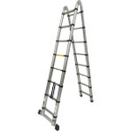 Daimer 2.5+2.5 Metre Çift Taraflı Alüminyum Teleskopik 8+8 (16) Basamaklı Merdiven - Gümüş Gri