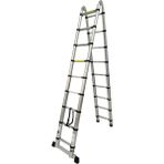 Daimer 2.9+2.9 Metre Çift Taraflı Alüminyum Teleskopik 9+9 (18) Basamaklı Merdiven - Gümüş Gri
