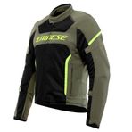 DAINESE - Air Frame 3 Tex Ceket, Rüzgar Geçirmez Astarlı Yazlık Kumaş Motosiklet Ceketi, Erkek, Ordu Yeşili/Siyah/Neon Sarı, 50