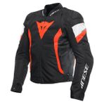 Dainese Avro 5 Tex Korumalı Motosiklet Montu Siyah Kırmızı Beyaz 4 Mevsim Yansıtıcı Polyester - 58