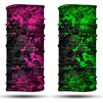 Dair Aksesuar Pembe Yeşil Boya Desenli 2'li Set Boyunluk Bandana Outdoor Balaklava Yüz Maskesi Kafa Bandı
