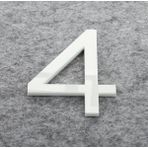 Daire -Duvar - Kapı Numarası 3 mm Lazer Kesim Beyaz Pleksi Kendinden Yapışkanlı Numara - 4 Dört - 1 Adet - 10x6,5