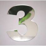 Daire Numarası 1 mm Gümüş Ayna Pleksi Yapışkanlı Ölçü 9x4 cm No- 3 Üç - 1 Adet - 9 x 4 cm