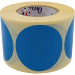 Daire Renk Baskılı Çap Etiketi 50MM x 50MM Ölçülerinde Yuvarlak Çıkartma Sticker 500 Adet Kendinden Yapışkanlı Rulo Etiketi Barkod Yazıcılar ile Uyumlu 40MM Kuka Kağıt Bazlı Etiket (Mavi)