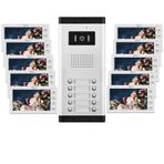 Daireler için Kablolu Görüntülü Diyafon Sistemi, 2/3/4/5/6/8/10/12 Ünite 7 İnç Monitör Görüntülü Kapı Telefon Seti, İç ve Dış Kapı Zili, 2 Yönlü Ses, Ev İçin Tek Tuşla Kilit Açma