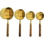 Daisy Home 4’lü Ahşap Saplı Altın Renk Metal Ölçü Kaşığı Seti – 60 Ml, 80 Ml, 125 Ml, 250 ml – Mutfak ve Kahve Ölçüm Seti – Dayanıklı, Şık ve Profesyonel Kullanım - Option-1