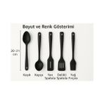 Daisy Home 5'li Silikon Mutfak Seti – Kaşık, Kepçe, Spatula, Yağ Fırçası | Renkli Pişirme Seti | Isıya Dayanıklı | Mutfak Gereçleri (Renk Stok Durumuna Göre Gönderilir) - Kestane Akaju - Option-1