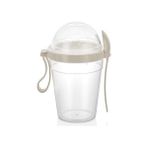 Daisy Home 600 ml Grano Müsli Kabı Kaşıklı Hazneli Meyveli Yoğurt Kabı Piknik Iş Atıştırmalık Gevrek Diyet Tutamaçlı Müsli Granola Süt Bardağı Gıda Saklama Kabı (1, Krem) - 0 Siyah - Option-1