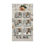 Daisy Home 6'lı Lüks Paslanmaz Çelik Kare Sunum Tepsisi Seti - Gold ve Gümüş Seçenekli-Kahve Yanı Ikramlık, Lokumluk, Dekoratif Takı Tabağı ve Bardak Altlığı (Gümüş) - Kestane Akaju - Option-1