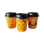 Daisy Home 7 OZ(200ML) Kapaklı Karton Bardak 100 Adet Bardak+ 100 Adet Kapak Karışık Smile Desen Maycup - Option-1 - 0 - Siyah