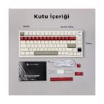 Daisy Home Ajazz AK820 Pro 3 Modlu%75 Mekanik Klavye, Tft Akıllı Ekran Gasket-Mounted Oyuncu Klavyesi, Bluetooth 5.1/2.4g Kablosuz/type-C Kablolu (AK820 Pro - Krem Kırmızı - Switch) - Option-1 - 001-Renkli