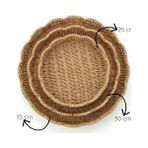 Daisy Home Amberhaus 3'lü Doğal Örgü Yuvarlak Tepsi Seti - Hasır Sunum ve Servis Tepsisi - Dekoratif Organizer (35-30-25 Cm) - Kestane Akaju - Option-1