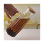 Daisy Home Bambu Kapaklı Borosilikat Cam Yağdanlık ve Sürahi | 1000ML (11X26CM) Çok Amaçlı Içecek ve Sıvı Gıda Saklama - 0 - Siyah - Option-1