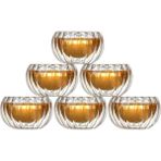 Daisy Home Çift Katmanlı Cam Lokumluk Sosluk 6'lı Set - Şeffaf Çift Cidarlı Cam Sunum Kapları - Option-1 - 51R-Turuncu