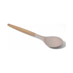 Daisy Home Deconox Bambu Saplı Silikon Servis Kaşığı, Bambu Uzun Silikon Servi Kaşığı 27CM 3 Renk Seçenekli (Krem) - Kestane Akaju - Option-1