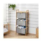 Daisy Home Deconox Doğal Bambu 3 Katlı Organizer Raf 43X33X98 cm - Çok Amaçlı Banyo Mutfak ve Balkon Düzenleyici - 000-Siyah - 1 Adet - Option-1